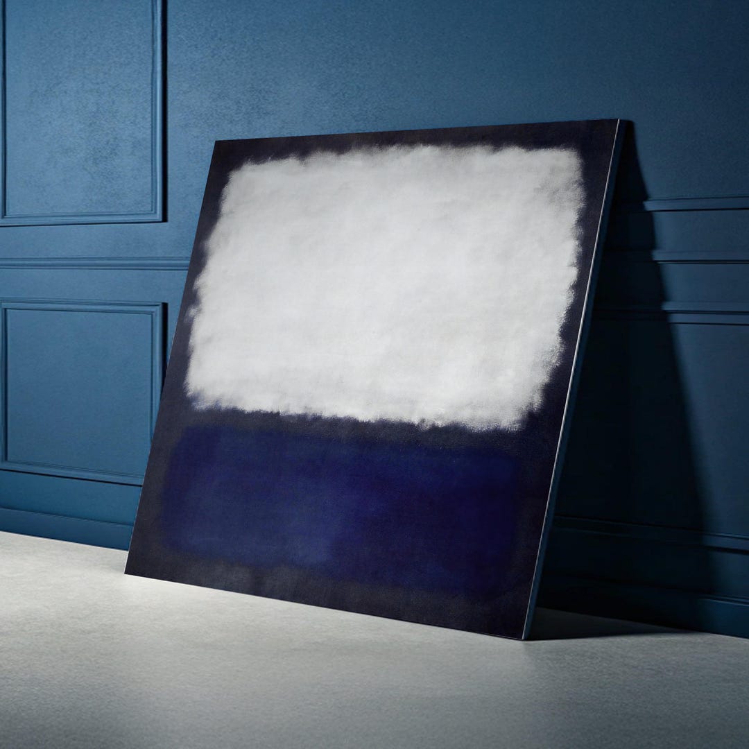 Colorblock Mark Rothko Mark Rothko Color Block Canvas, Minimalist Blue and White Wall Art ...