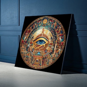 Eye of Horus Canvas Wall Art, Egyptian Mythology Decor, Ancient Egypt Symbol Canvas, Mystical Blue Eye Artwork, Spiritual Home Decoration
