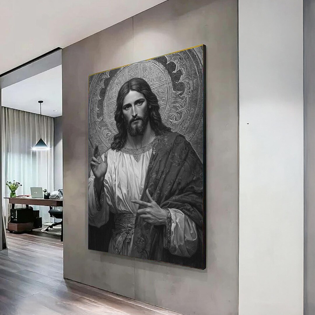 Classic Jesus Christ Portrait Canvas, Religious Christian Wall Art ...