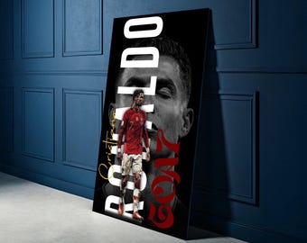 Soccer Canvas Wall Art, Portugal Jersey Football Star Portrait, Sports Legend Decorative Print, Ready to Hang Home Decor