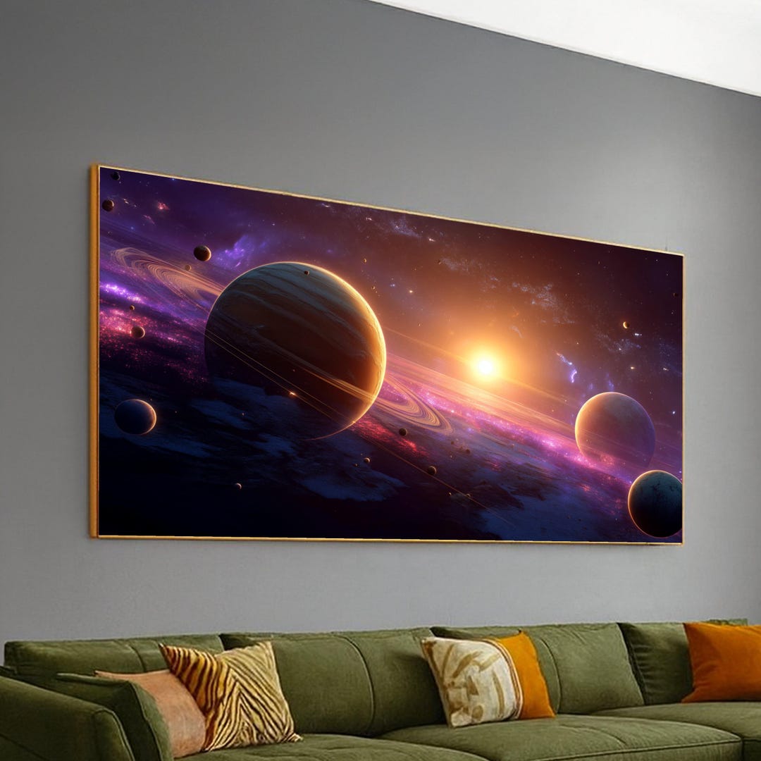 Solar System Canvas, Outer Space Wall Art, Planetary Landscape Canvas ...
