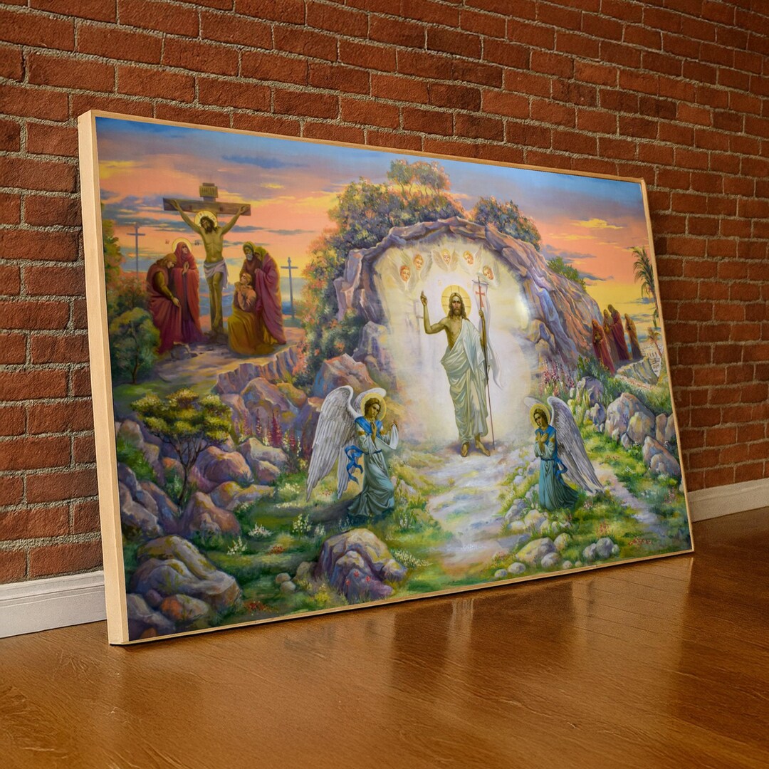 Resurrection of Jesus Canvas Wall Art, Christian Religious Painting ...