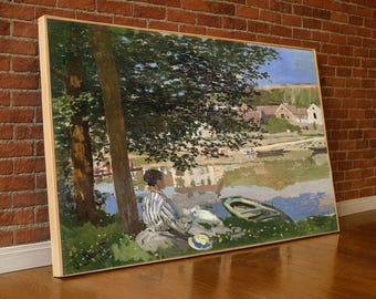Riverside Woman Canvas, Impressionist Nature Wall Art