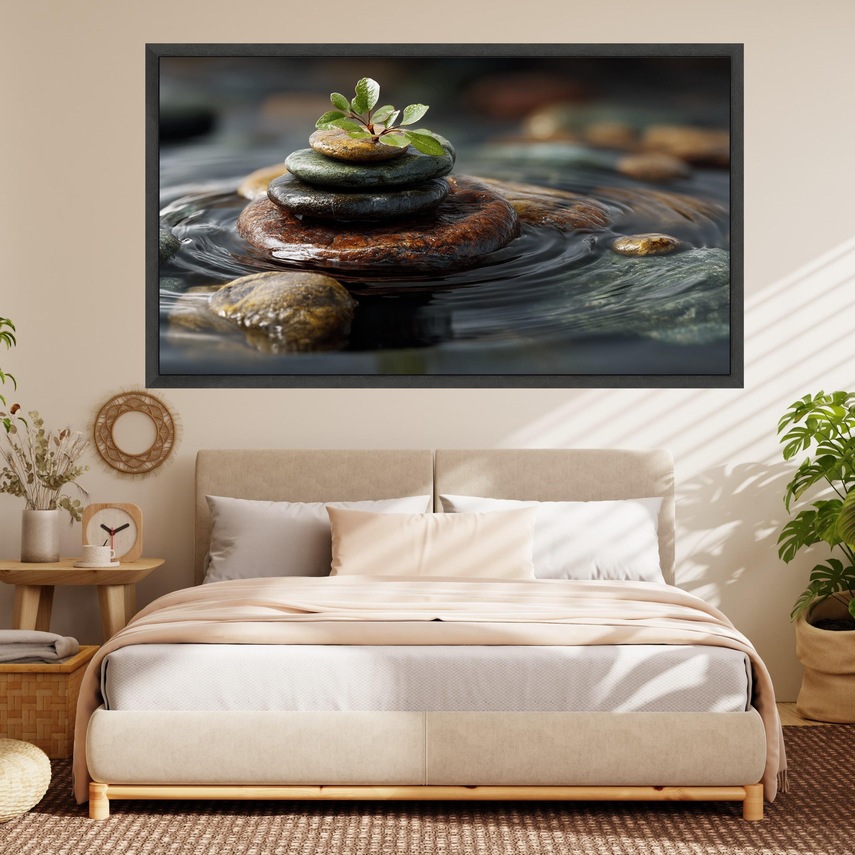 Zen Stone Stack Canvas, Tranquil Nature Wall Art, Balanced Pebbles With ...