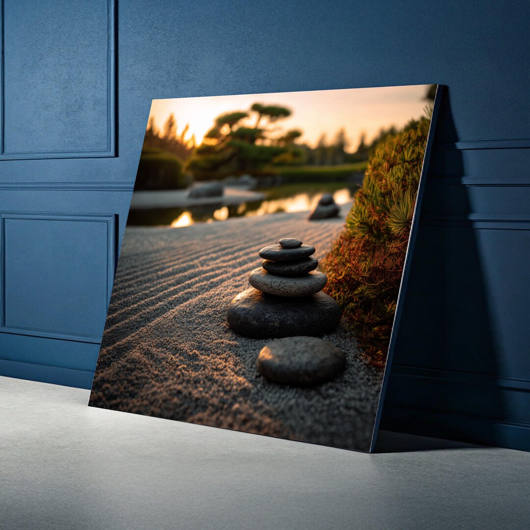 Zen Garden Stones, Stacked Pebbles Canvas Art, Japanese Rock Garden ...
