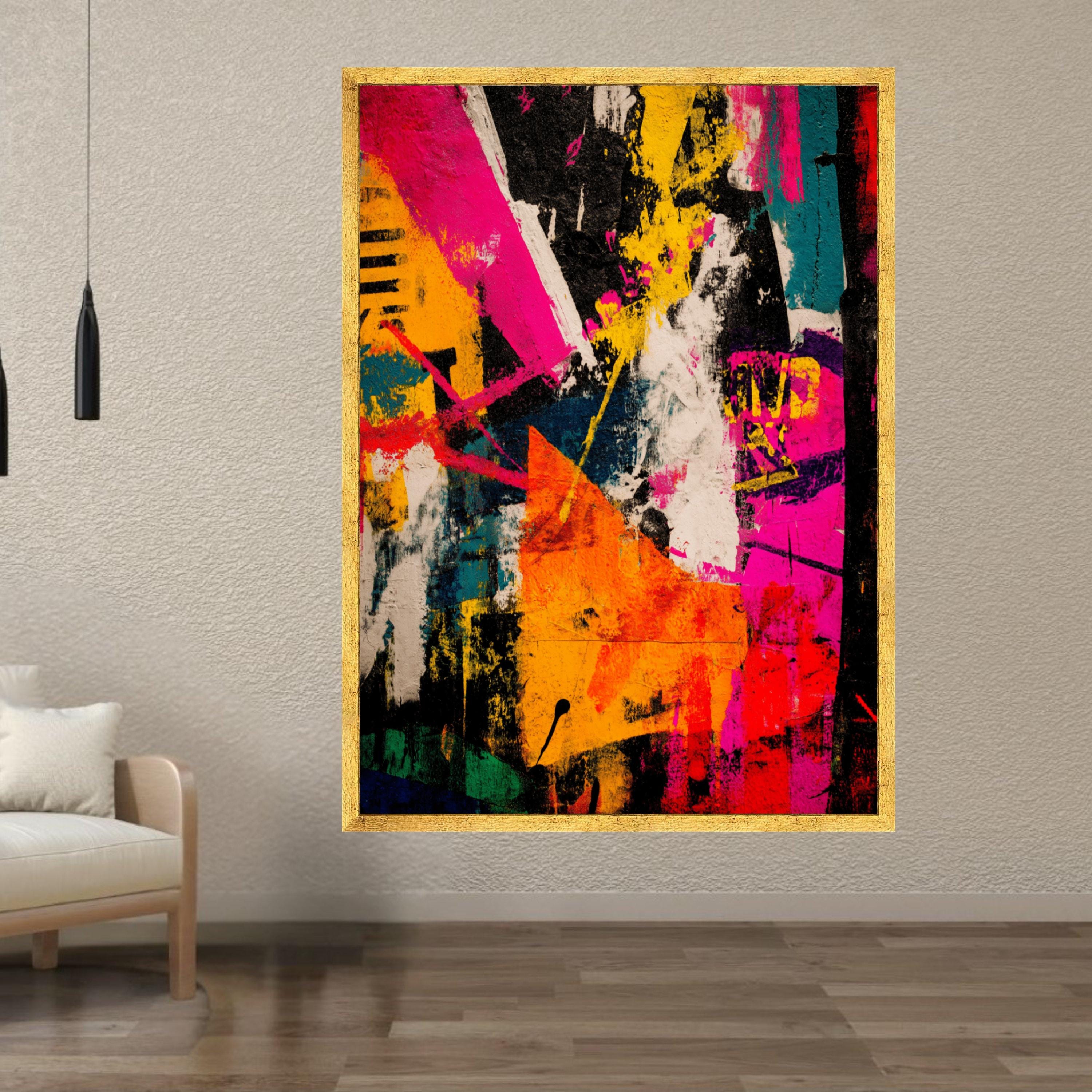 Vibrant Abstract Graffiti Canvas Wall Art, Modern Urban Street Art ...