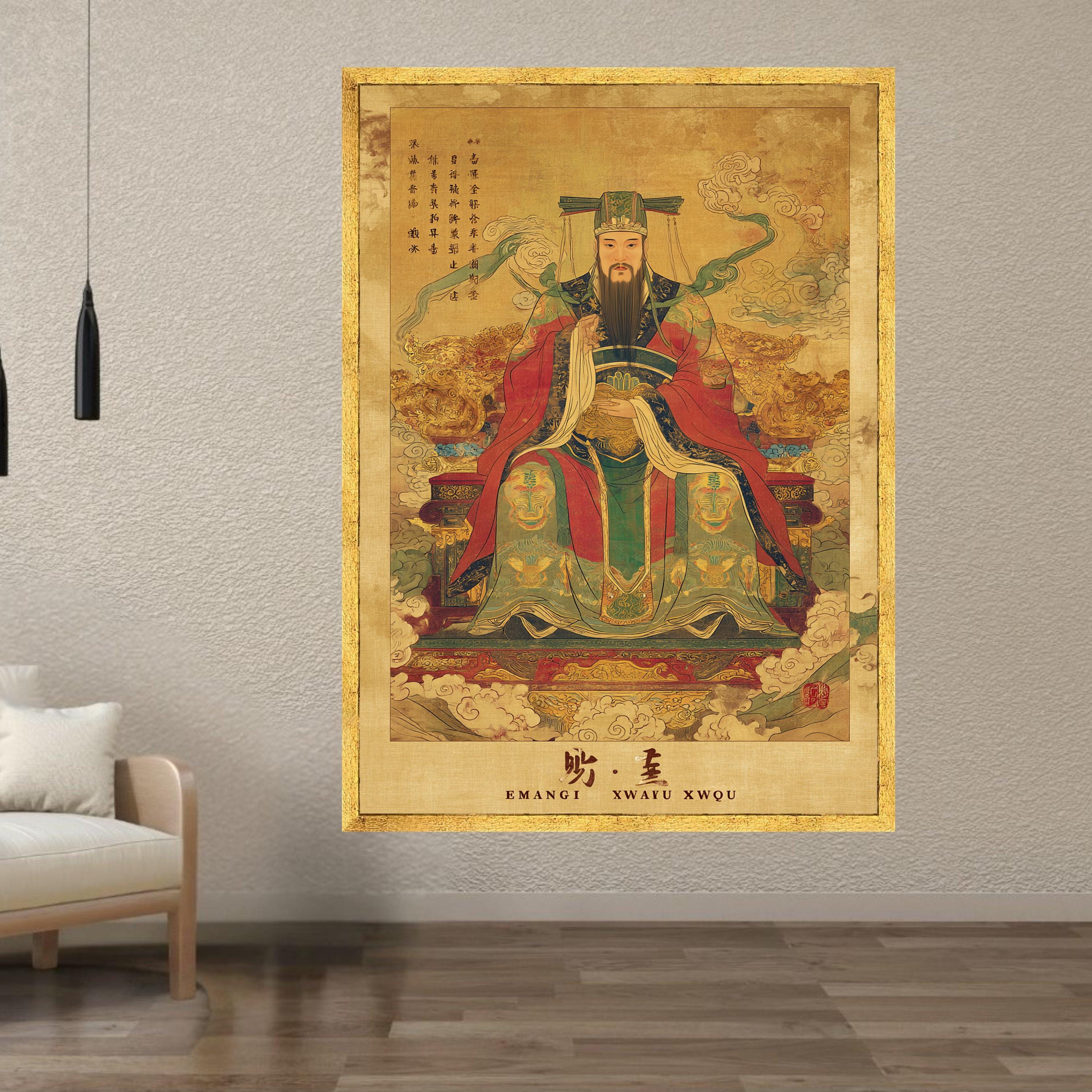Ancient Chinese Emperor Portrait Canvas, Traditional Asian Wall Art ...