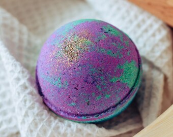 Vegan Bath Bombs: Mermaid Tropical Floral Scented With Glitter (6 oz)