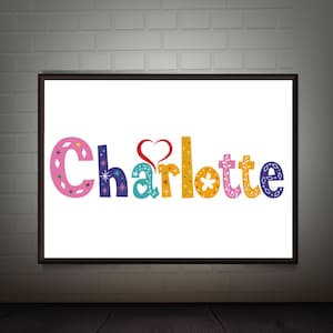 charlotte Name Meaning Digital Print, Personalised Name Prints and Gift-Charlotte - Girl&#39;s name - SVG - Hand Lettering - Digital