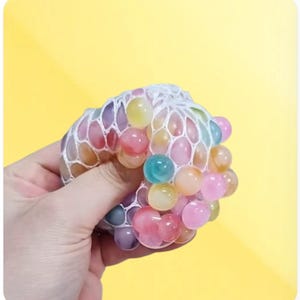 Rainbow Mesh Ball Squishy – Stress Relief Fidget Toy – Colorful Bead Squeeze Ball – Anti-Anxiety Sensory Toy for Kids & Adults
