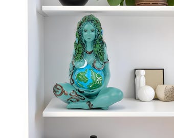 Estatua de la Madre Tierra hecha a mano: Figura de la Diosa Gaia Verde