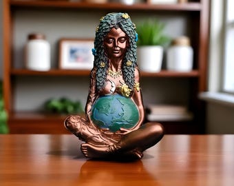 Estatua de la Diosa Tierra Madre Gaia hecha a mano: Decoración terrosa para el hogar