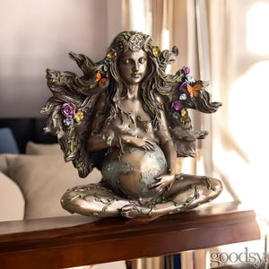 Handmade Goddess Gaia Statue: Mother Earth Figurine, Spiritual Altar Decor