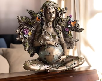 Estatua de la Diosa Gaia hecha a mano: Figura de la Madre Tierra, decoración espiritual para el altar