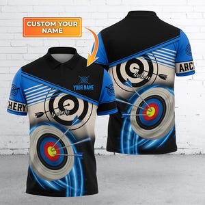 Polo de tiro con arco personalizado: camiseta deportiva personalizada con arco y diana para arqueros y entrenadores