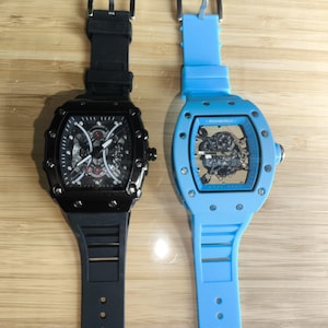 Montre personnalisée pour homme avec bracelet en caoutchouc hiphop de luxe squelette