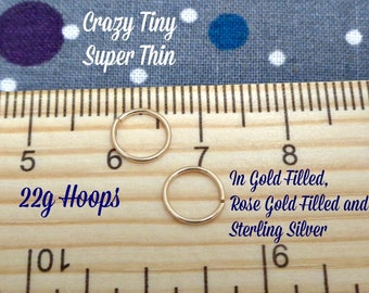 New!  Crazy Tiny, Super Thin Gold Filled Endless Hoops