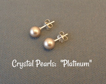 Crystal Pearls "Platinum" on Sterling Silver Posts