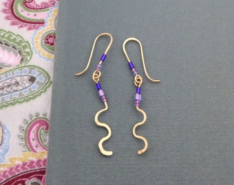 14K Gold Filled Dangle Earrings With Glass Beads