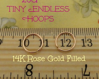 Tiny 20g Rose Gold Filled Endless Hoops