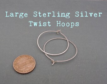 Large Sterling Silver Twist Wire Hoops