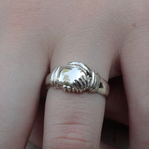 Handshake Ring Sterling Silver Ring Hug Ring boho Ring Etsy