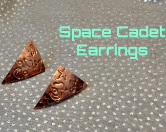 Copper Space Cadet Earrings With Sterling Posts and Backs