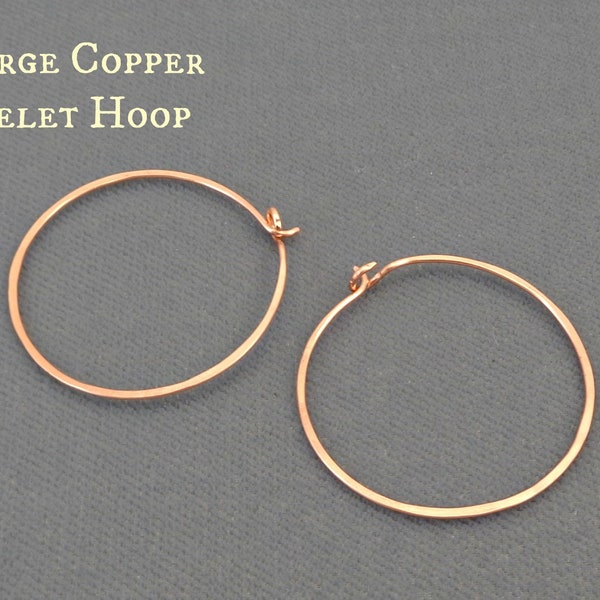 Large Hammered Copper Eyelet Hoops