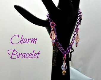 Purple Chain Charm Bracelet