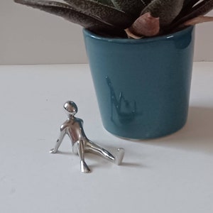 Pewter sculpture, wee man chillin, handmade , miniature decor