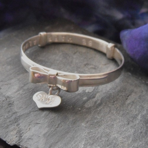 Personalised Sterling Silver Baby Bangle Gift Christening Etsy