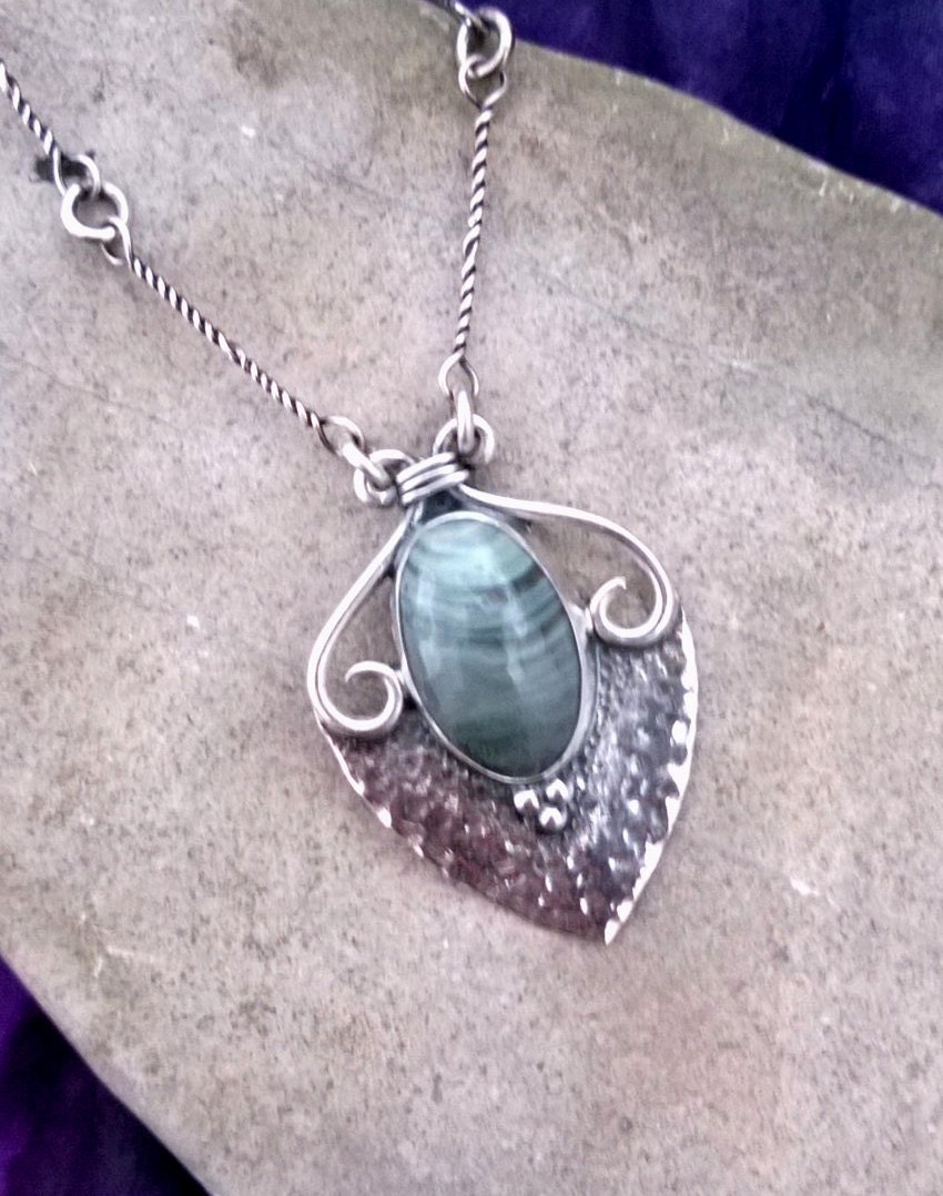 Sterling Silver Pendant Necklace Iron Slag Cladach Blue - Etsy UK