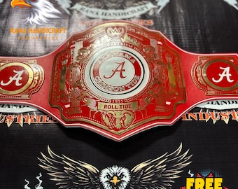 ALABAMA CRIMSON TIDE Legacy Wrestling Champions Replica titelriem aangepast 2 mm/4 mm messing/zink