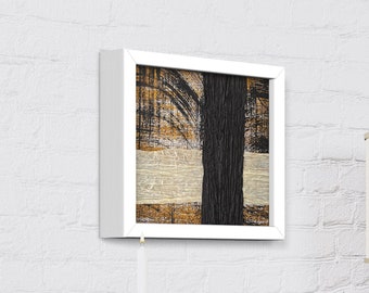 Textured Collage Art: Minimalist Abstract Painting, Framed Wall Decor (8x10)