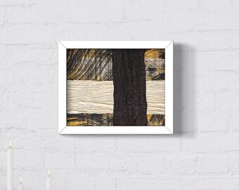 Framed Collage Textured Wall Art: Minimalist Abstract Painting