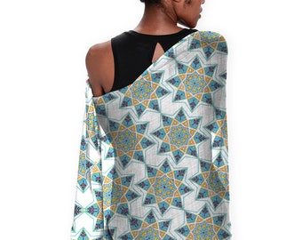 Handmade Printed Silk Scarf: Multicolor Floral Modal Wrap