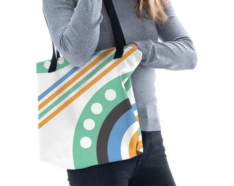 Abstract Art Deco Tote Bag: Recycled Polyester Everyday Handbag
