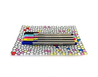 Colorful Glass Desk Tray: Eclectic Vanity Jewelry Holder