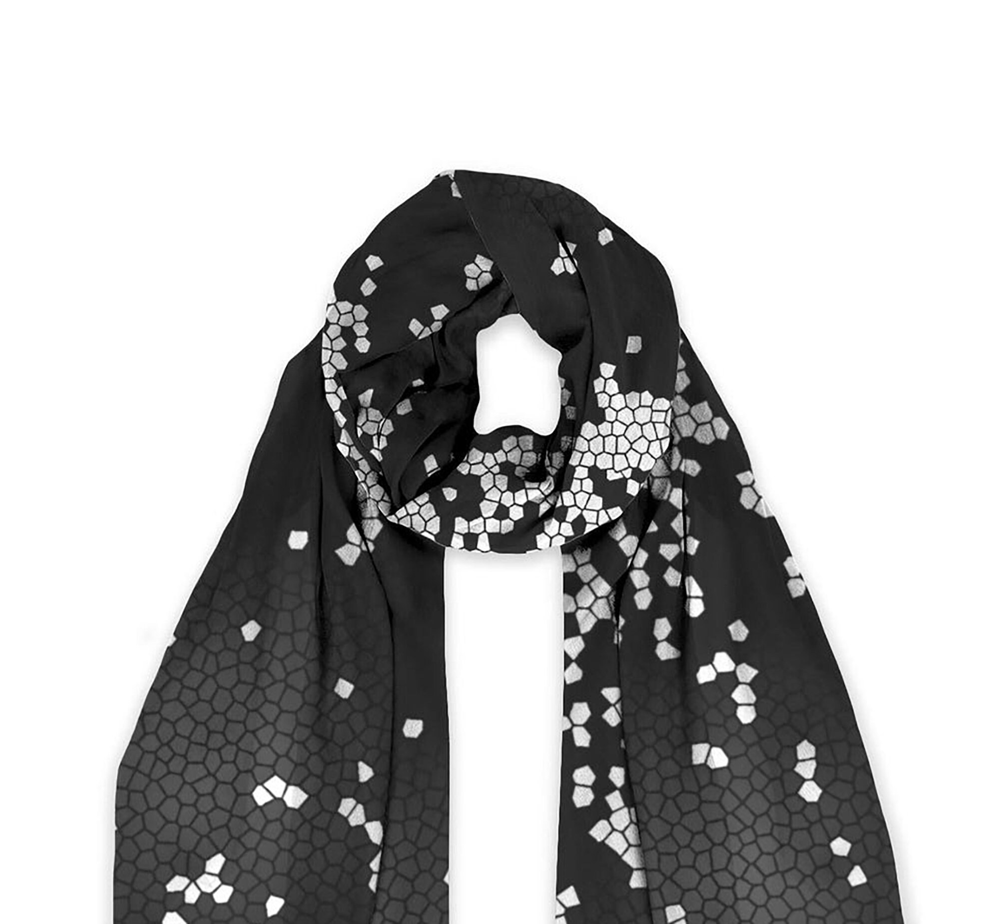 Hand printed black and white silk scarf women's silk Etsy