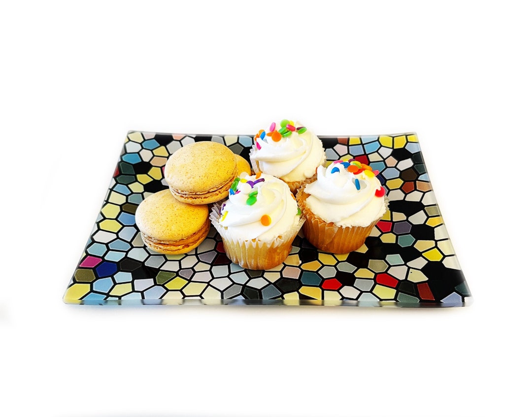 Rectangle Glass Serving Dish Candy Dish Colorful Glass Tray Etsy