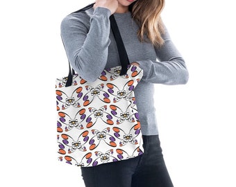 Original art butterfly design tote bag, high quality printed shopping bag, handbag, beach bag, durable, travel bag