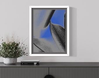 Minimalist Botanic Print: Blue Plant Art, Nature Lover Gift (Digital Download)