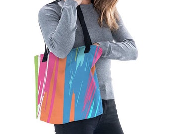 Abstract Art Tote Bag: Colorful Recycled Polyester Everyday Bag