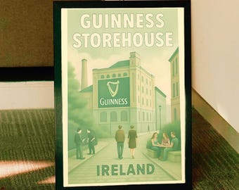 Vintage Guinness Storehouse Dublin Travel Poster, Retro Irish Art (Digital Print)