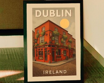 Temple Bar Dublin Vintage Travel Poster (Digital Download)