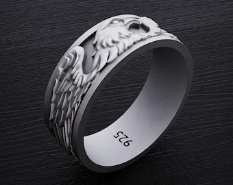 Handmade Eagle Ring, Majestic Bird Design in Sterling Silver, Bold Wildlife Signet Jewelry for Men, Unique Animal Inspired Ring