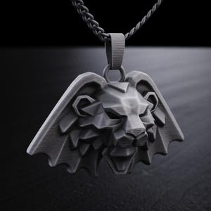 Witcher Style Lion Pendant, Sterling Silver Beast Amulet, Dark Fantasy Necklace, Medieval Warrior Jewelry, Bold Men's Accessory