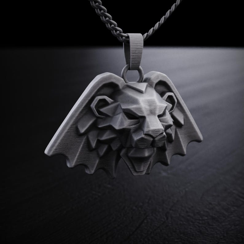 Witcher Style Lion Pendant, Sterling Silver Beast Amulet, Dark Fantasy Necklace, Medieval Warrior Jewelry, Bold Men's Accessory