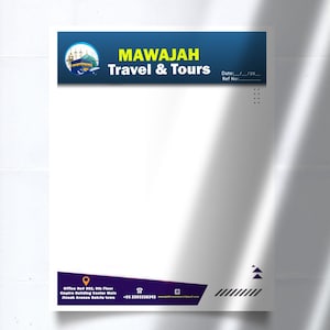 Plantilla de membrete para agencia de viajes islámica / Marca de empresa de viajes Hajj Umrah / PDF/PSD editable / Diseño de bloc de cartas imprimible