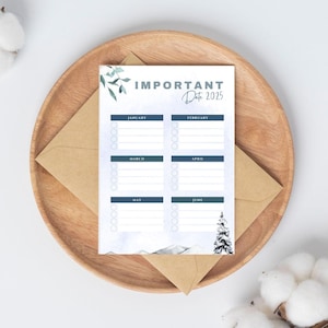 Editable Important Dates Planner 2025 | Year-at-a-Glance Tracker | Minimalist Calendar Overview | Canva Template |